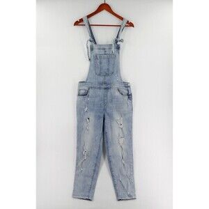 Basic House TBH Overall Womens Small Blue Denim Light Wash Crop Distressed Korea